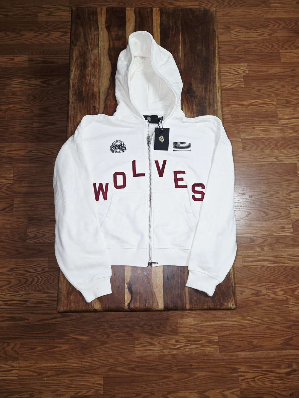 Darc Sport Cream/Red "WOLVES" Double-Zip Hoodie